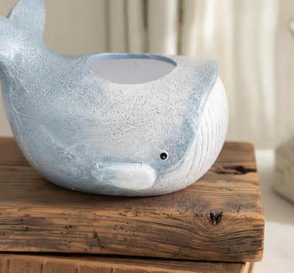 Ceramic Whale Planter Pot Cute Ocean Succulent Plant Holder