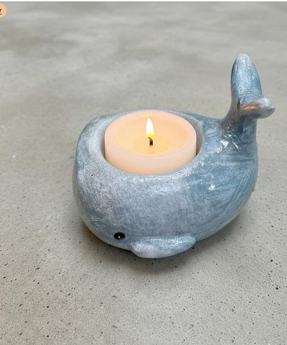 Ceramic Whale Tea Light Holder Coastal Nautical Candle Holder Beach Decor