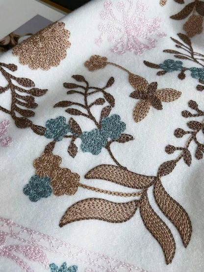 Embroidered Floral Scarf Wrap Women Winter Shawl Fringe Pashmina