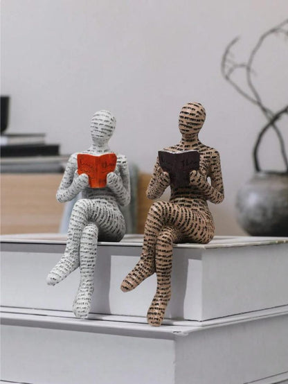 Reading Figurine Ornament Book Lover Shelf Decor Reader Gift