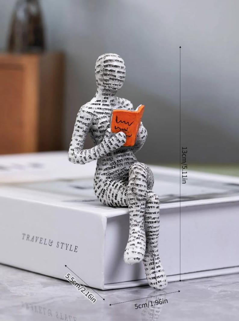 Reading Figurine Ornament Book Lover Shelf Decor Reader Gift