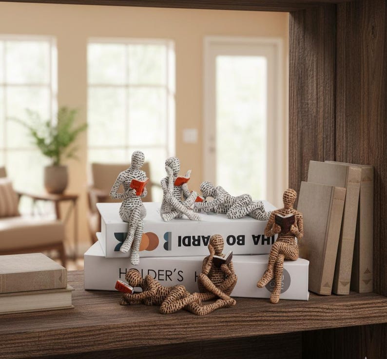 Reading Figurine Ornament Book Lover Shelf Decor Reader Gift