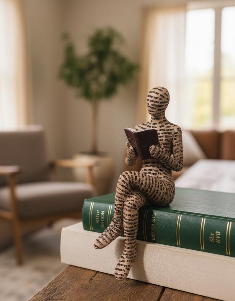 Reading Figurine Ornament Book Lover Shelf Decor Reader Gift