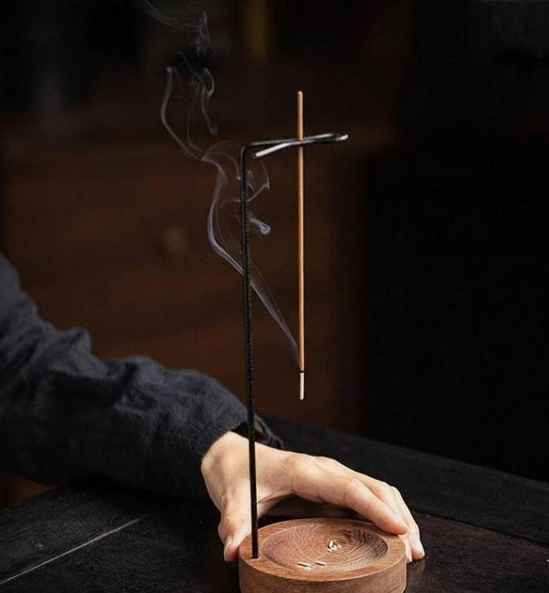 Zen Incense Holder Wood Base Modern Metal Incense Stick Holder