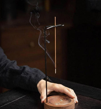 Zen Incense Holder Wood Base Modern Metal Incense Stick Holder