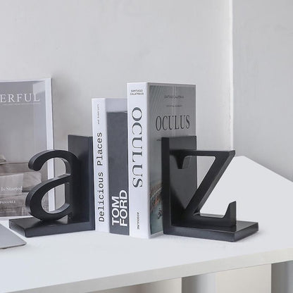 Wooden Alphabet Bookends A to Z Decorative Letter Book Holder