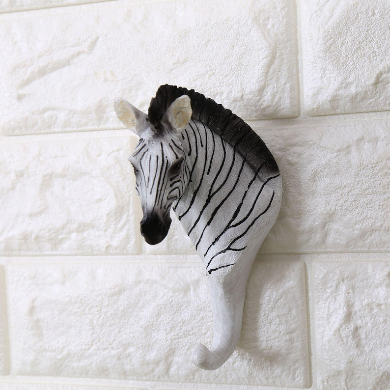 Animal Head Resin Wall Hooks – Safari Jungle Coat & Hat Hangers
