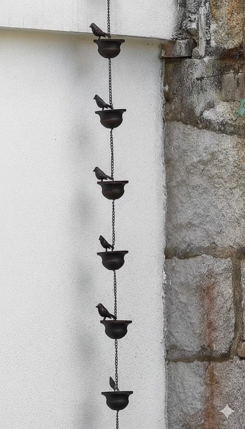 Metal Bird Rain Chain Decorative Hanging Outdoor Garden Chain