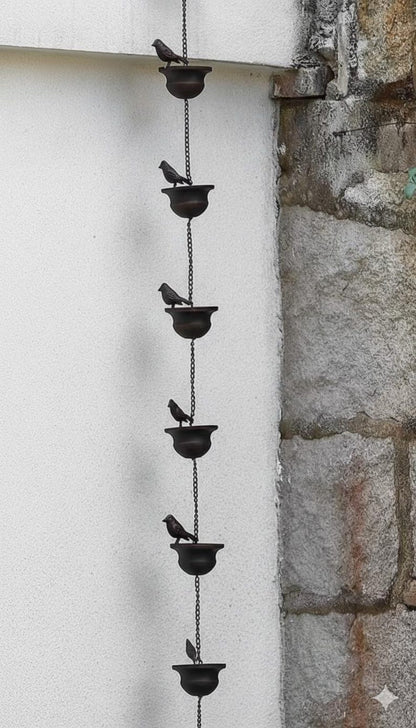 Metal Bird Rain Chain Decorative Hanging Outdoor Garden Chain
