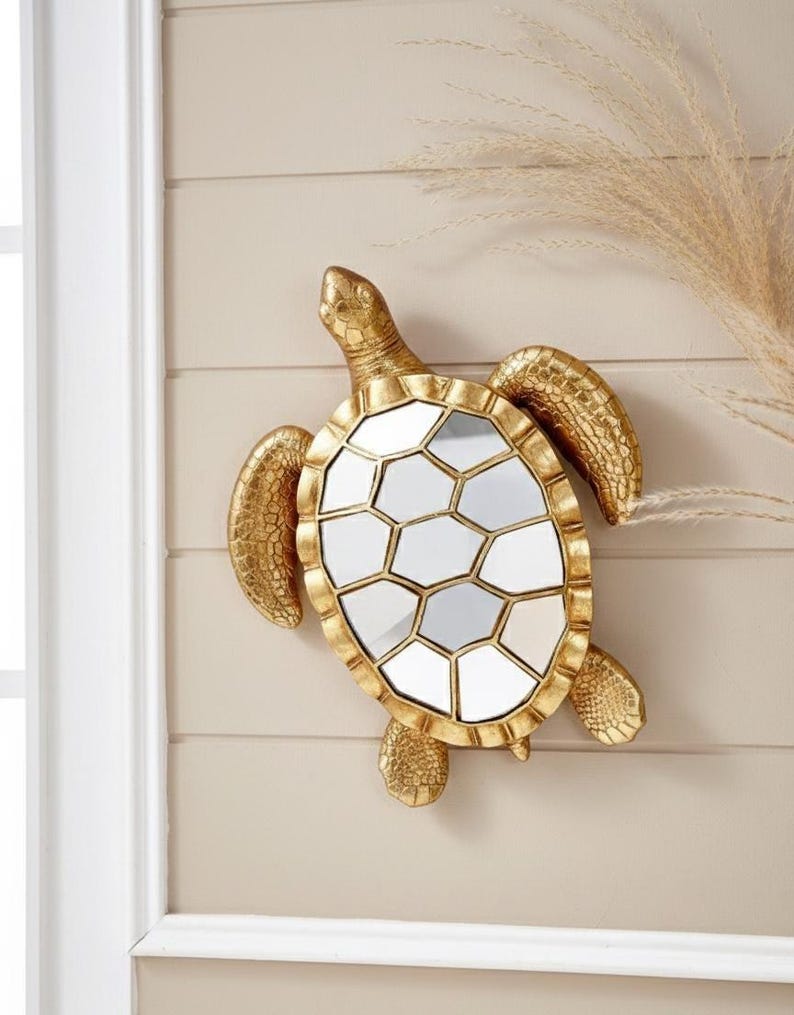 Gold Animal Wall Mirror Turtle, Bird & Hummingbird Decorative Accent