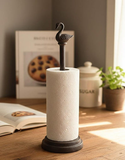 Cast Iron Duck Paper Towel Holder Rustic Farmhouse Kitchen Roll Stand
