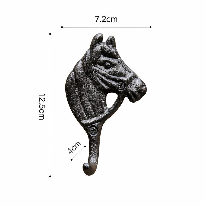 Cast Iron Horse Head Wall Hook – Rustic Equestrian Coat & Towel Hook