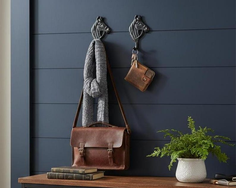 Cast Iron Horse Head Wall Hook – Rustic Equestrian Coat & Towel Hook