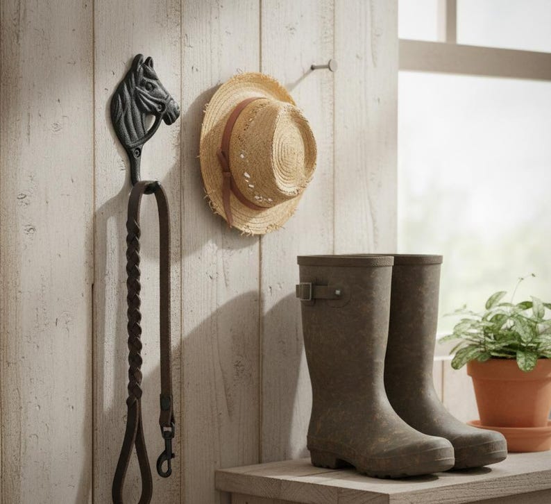Cast Iron Horse Head Wall Hook – Rustic Equestrian Coat & Towel Hook