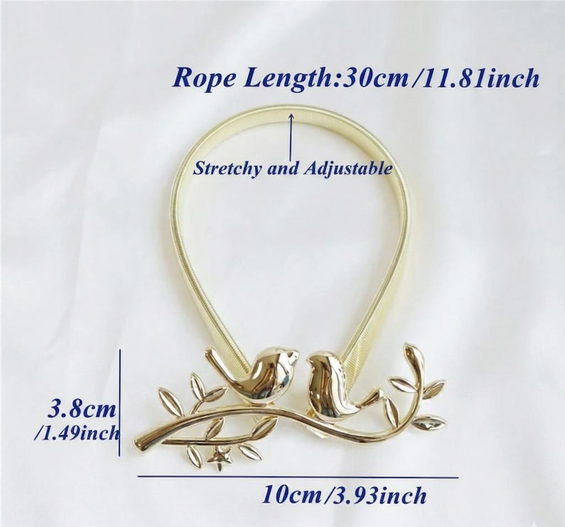 Metal Bird on Branch Curtain Tie Back Silver & Gold Window Holdback