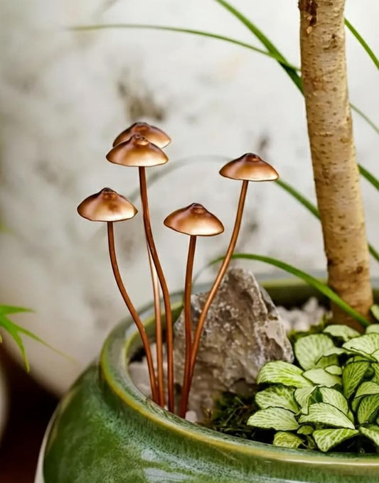 Metal Mushroom Plant Stake 5 Decorative Garden Mushrooms Indoor Outdoor