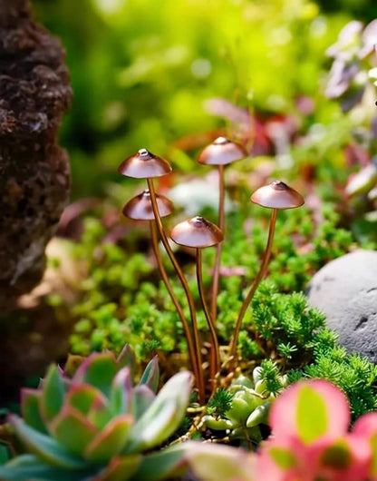 Metal Mushroom Plant Stake 5 Decorative Garden Mushrooms Indoor Outdoor