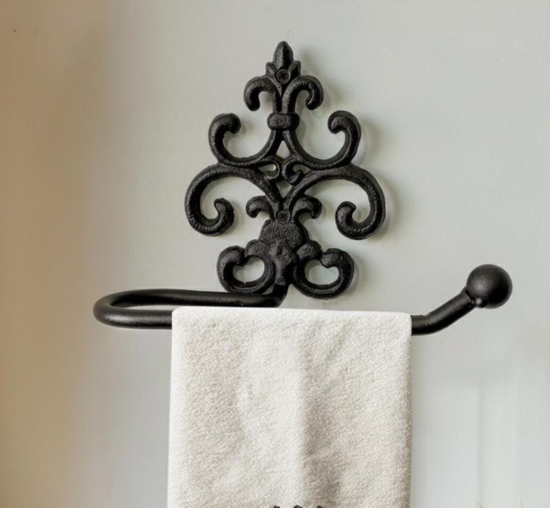 Cast Iron Large Towel Holder Rustic Wall Mounted Tissue Holder