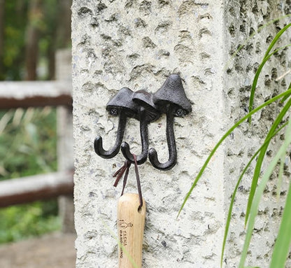 Cast Iron Triple Mushroom Wall Hook Rustic Farmhouse Coat Rack