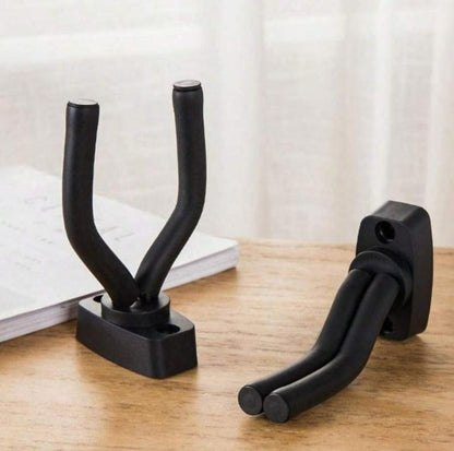 Set of 2 Guitar Wall Hangers Black Padded Guitar Hooks