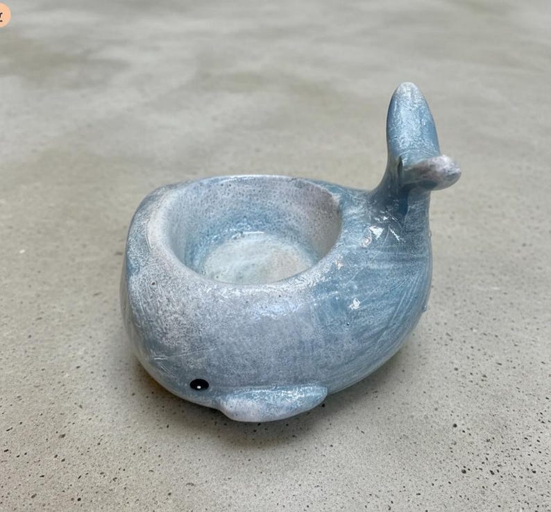 Ceramic Whale Tea Light Holder Coastal Nautical Candle Holder Beach Decor