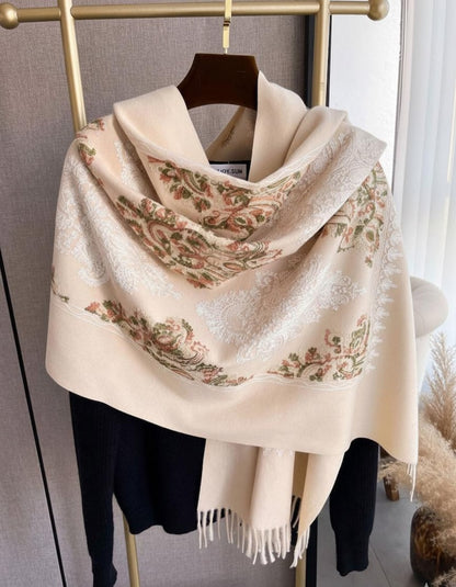 Embroidered Paisley Scarf Wrap Women Thick Winter Shawl