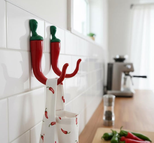 Red Chili Pepper Wall Hooks – 2Pcs Metal Kitchen & Coat Hooks