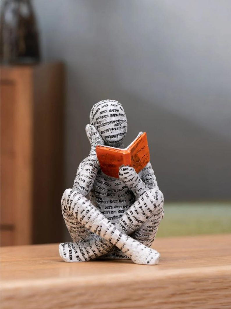 Reading Figurine Ornament Book Lover Shelf Decor Reader Gift