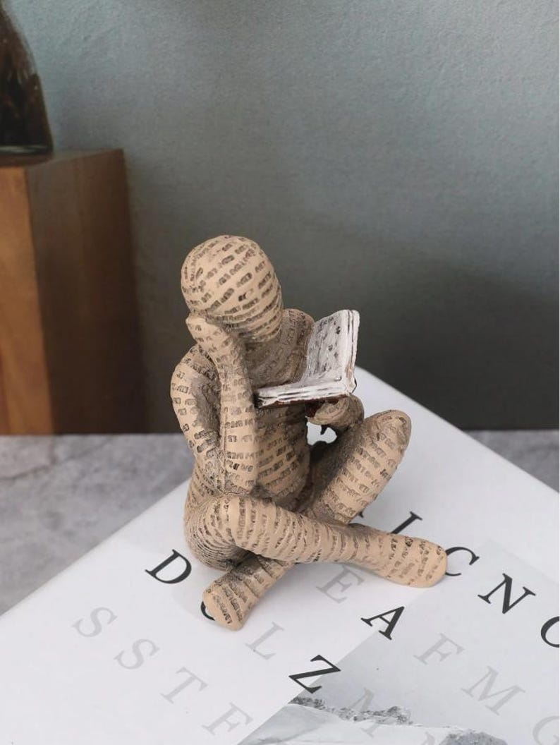 Reading Figurine Ornament Book Lover Shelf Decor Reader Gift