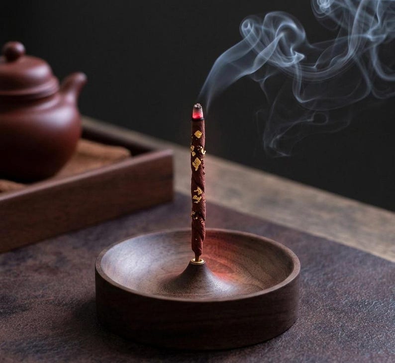 Zen Incense Holder Wood Base Modern Metal Incense Stick Holder