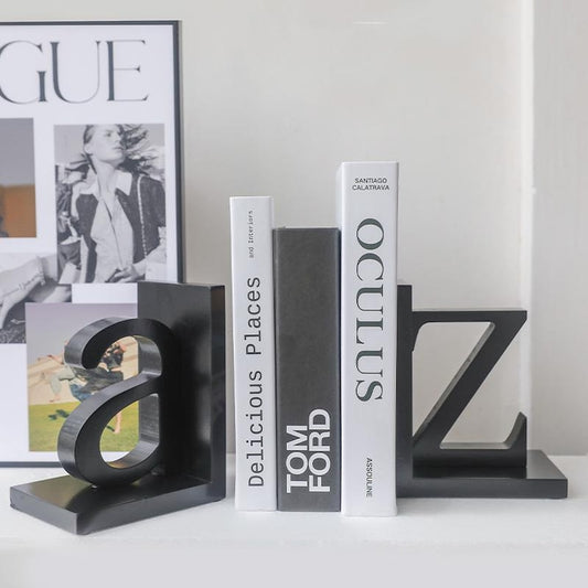 Wooden Alphabet Bookends A to Z Decorative Letter Book Holder