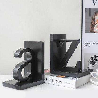 Wooden Alphabet Bookends A to Z Decorative Letter Book Holder