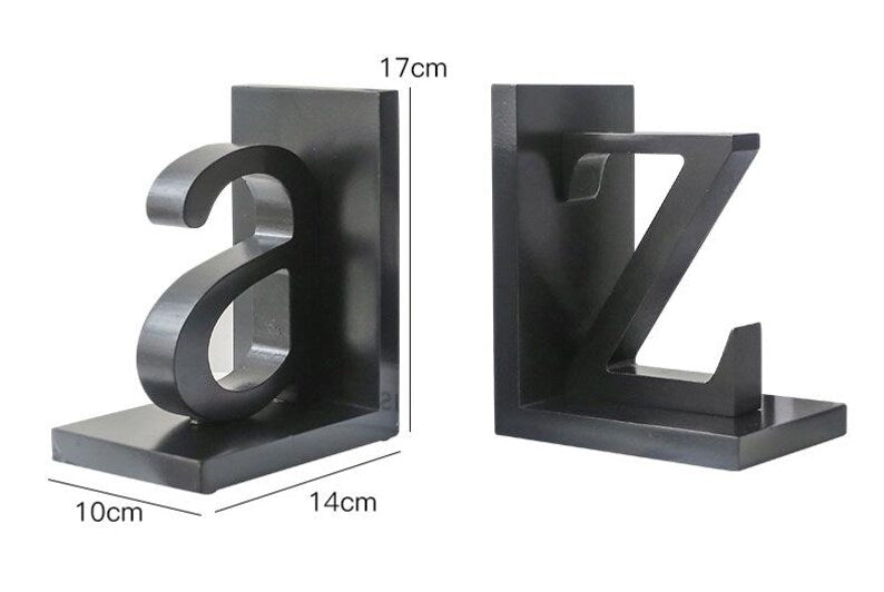 Wooden Alphabet Bookends A to Z Decorative Letter Book Holder