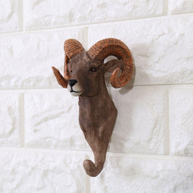 Animal Head Resin Wall Hooks – Safari Jungle Coat & Hat Hangers