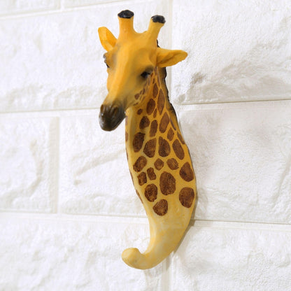 Animal Head Resin Wall Hooks – Safari Jungle Coat & Hat Hangers