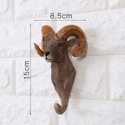 Animal Head Resin Wall Hooks – Safari Jungle Coat & Hat Hangers