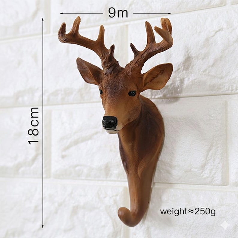 Animal Head Resin Wall Hooks – Safari Jungle Coat & Hat Hangers