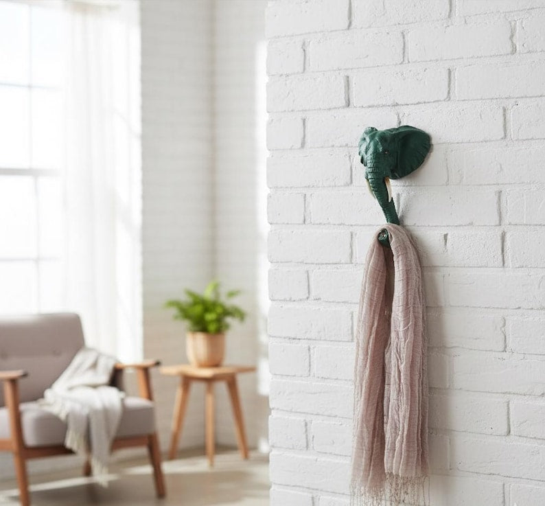 Animal Head Resin Wall Hooks – Safari Jungle Coat & Hat Hangers
