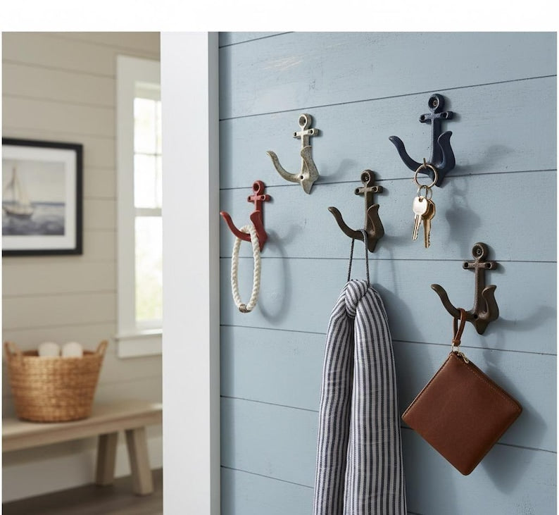 Rustic Cast Iron Anchor Wall Hook – Nautical Coat & Towel Hook