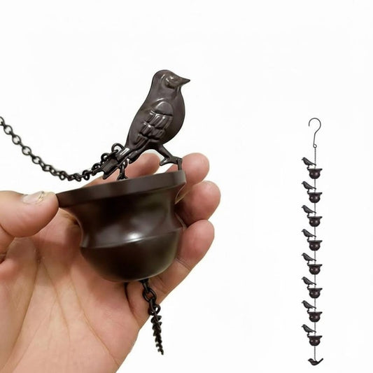 Metal Bird Rain Chain Decorative Hanging Outdoor Garden Chain