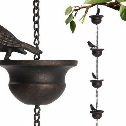 Metal Bird Rain Chain Decorative Hanging Outdoor Garden Chain