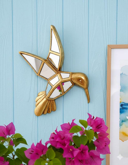 Gold Animal Wall Mirror Turtle, Bird & Hummingbird Decorative Accent