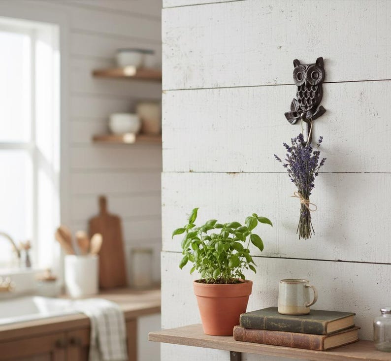 Cast Iron Owl Wall Hook – Rustic Vintage Farmhouse Coat & Key Holder