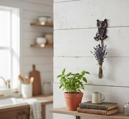 Cast Iron Owl Wall Hook – Rustic Vintage Farmhouse Coat & Key Holder