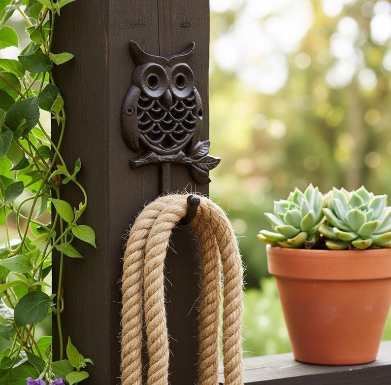 Cast Iron Owl Wall Hook – Rustic Vintage Farmhouse Coat & Key Holder