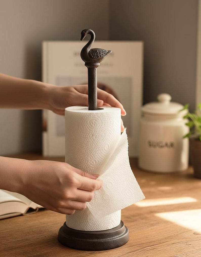 Cast Iron Duck Paper Towel Holder Rustic Farmhouse Kitchen Roll Stand