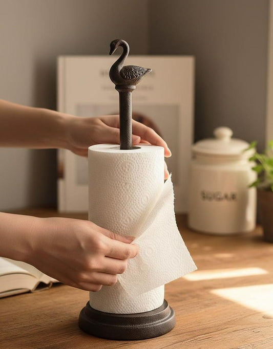 Cast Iron Duck Paper Towel Holder Rustic Farmhouse Kitchen Roll Stand
