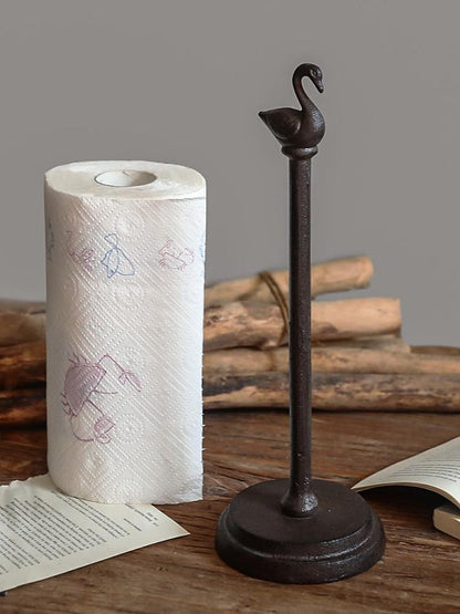 Cast Iron Duck Paper Towel Holder Rustic Farmhouse Kitchen Roll Stand