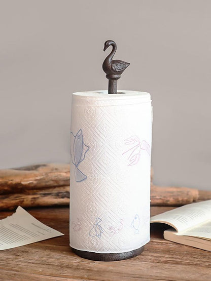 Cast Iron Duck Paper Towel Holder Rustic Farmhouse Kitchen Roll Stand