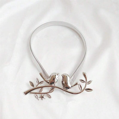 Metal Bird on Branch Curtain Tie Back Silver & Gold Window Holdback